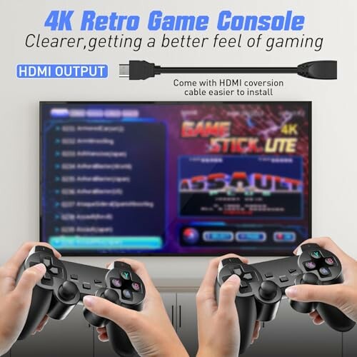 4K Retro Game Console with HDMI output and controllers.