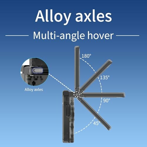 Diagram showing multi-angle hover capabilities of alloy axles.