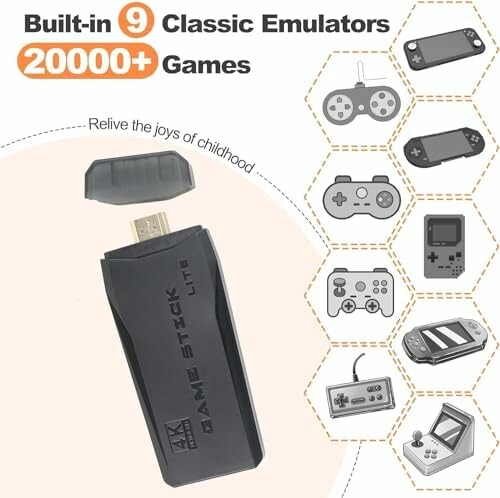 Game stick with built-in classic emulators and controllers