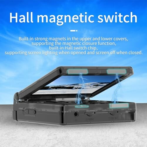 Device with hall magnetic switch and screen lighting feature