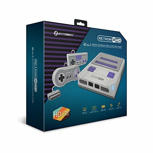 RetroN HD retro gaming console packaging with controllers.