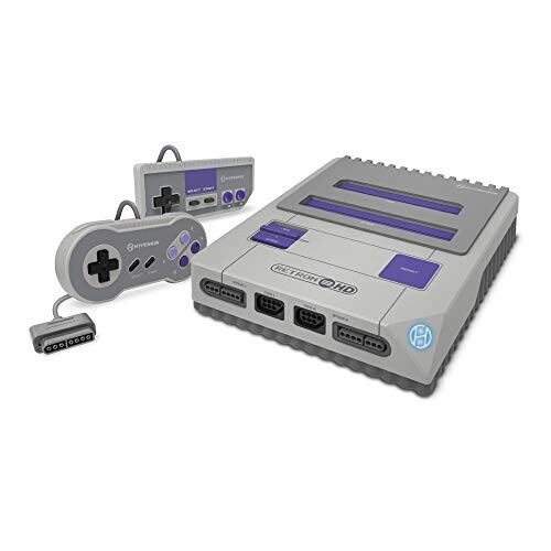 Retro gaming console with two controllers.