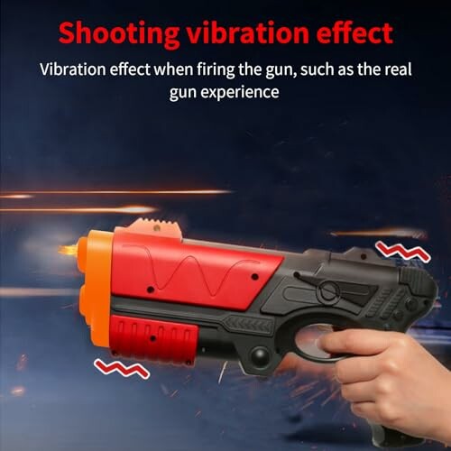 Toy gun demonstrating shooting vibration effect.