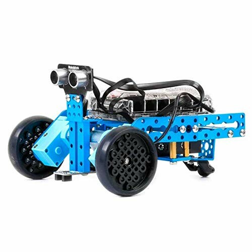 Blue robot car kit with sensors and wheels