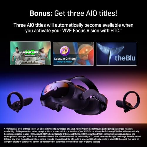 HTC Vive Focus Vision promotion with VR headset and games.