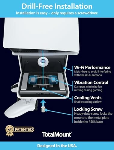 TotalMount PS5 installation guide with features highlighted