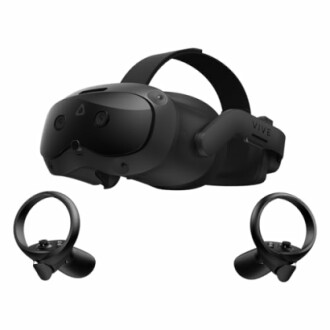 VR headset with two controllers